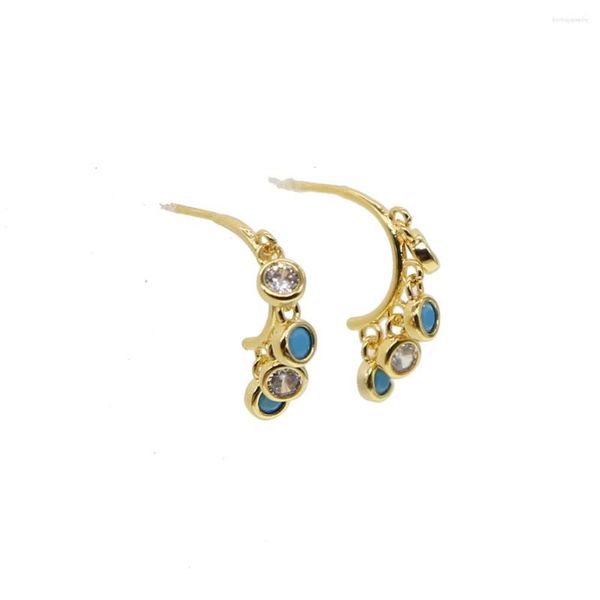 Orecchini pendenti Clear Cz Blue Turquoises Round Dots Fascino per ragazza Regalo Boemia Stili Cute Lovely Female 2023 Ultimi gioielli