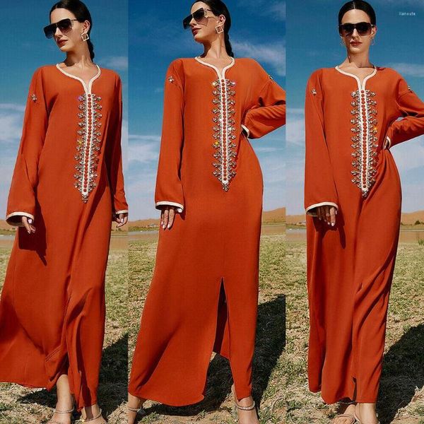 Roupas étnicas Marroquino Abaya Dubai Mulheres Kaftan Muslim Long Dress Jilbab Party Sarees Islâmico