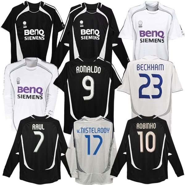 2006 2007 Beckham Ronaldo Retro Soccer Jerseys 06 07 Home Away Vintage Cannavaro Raul Marcelo Guti Higuain Real Madrids Longsleeve Classic Football Shirt 14