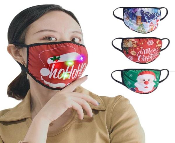 Maschera per illuminazione natalizia LED Babbo Natale pupazzo di neve Albero Stampa Maschera luminosa Maschere per feste di Natale 11 stile HHA16313560951