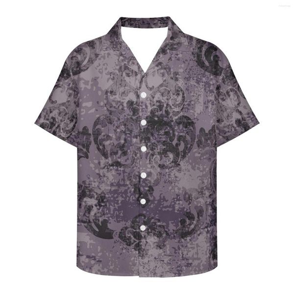 Camisas casuais masculinas estilo europeu Vintage Luxo Rococo Padrão Hawaiian Men Summer Summer Manuve Blogues Top top solto Camisa