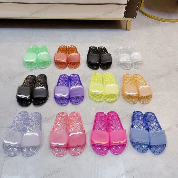 2023 Moda Yaz Terlik Slaytlar Jelly Sandals Erkekler İçin Jöle Sandallar Temiz PVC Kauçuk Kristal Sandal Retro Platform Flip Flips Düz Slayt Lüks Tasarımcı B G1BO#