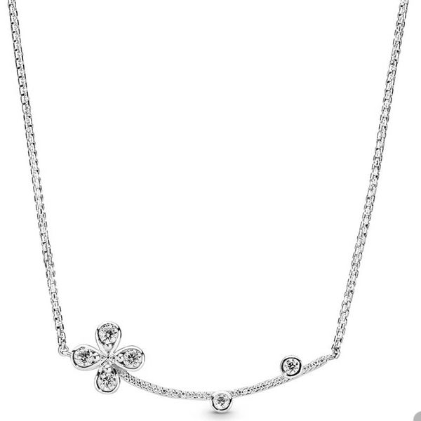 Collana a trifoglio diamante scintillante per pandora crane da sposa in argento vera sterling per donne collane a catena di design da donna con scatola originale