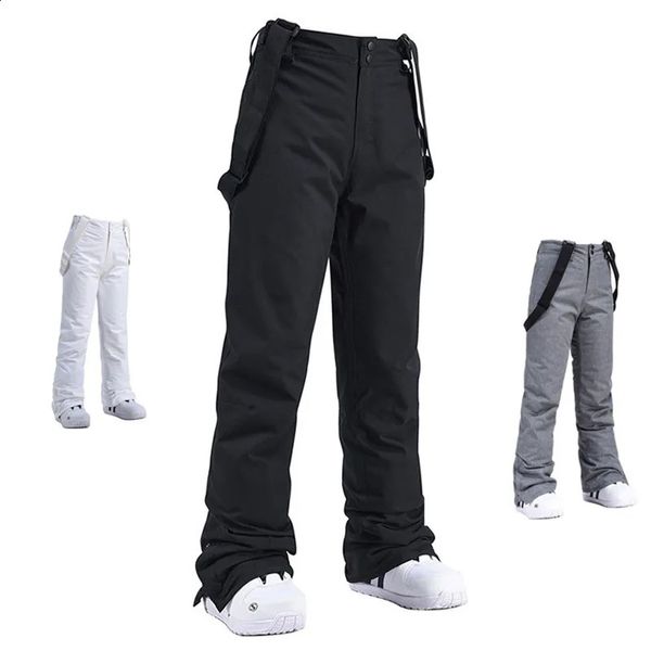 Calças de esqui de alta qualidade das mulheres dos homens inverno grosso quente calças de esqui à prova de vento à prova dwindproof água suspender calças neve snowboard calças plus size 231118