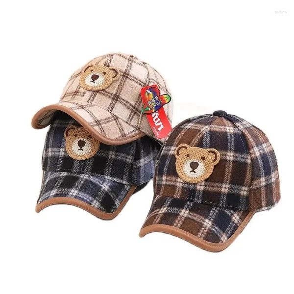 Berretto da baseball Doit 2023 Inverno Ragazzo Ragazza Berretto da baseball Orso Cartone animato Bambino Lana Visiera curva Bambini Snapback con visiera Gorras