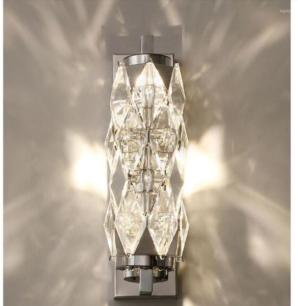 Lampada da parete Crystal Light LED Sconce W11cm H58cm Comodino in acciaio inossidabile Soggiorno Sala da pranzo Scale Bagno Corridoio