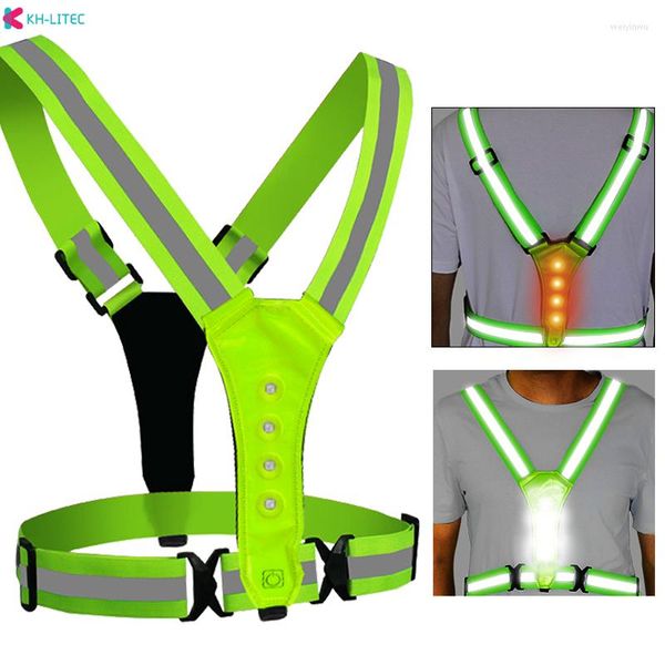 Luzes noturnas Destaque as tiras refletidas Segurança de trabalho Running Cycling Security Vest High Visibility Jacket