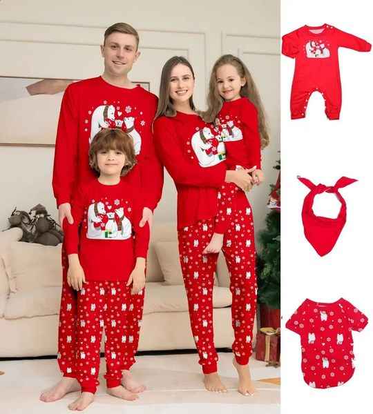 Passende Familien-Outfits, Pyjama-Set mit Bärenmuster, Weihnachten, Eltern-Kind-Outfit, Oberteil mit Rundhalsausschnitt, elastische Hose, Nachtwäsche, Loungewear, Weihnachtskleidung 231118