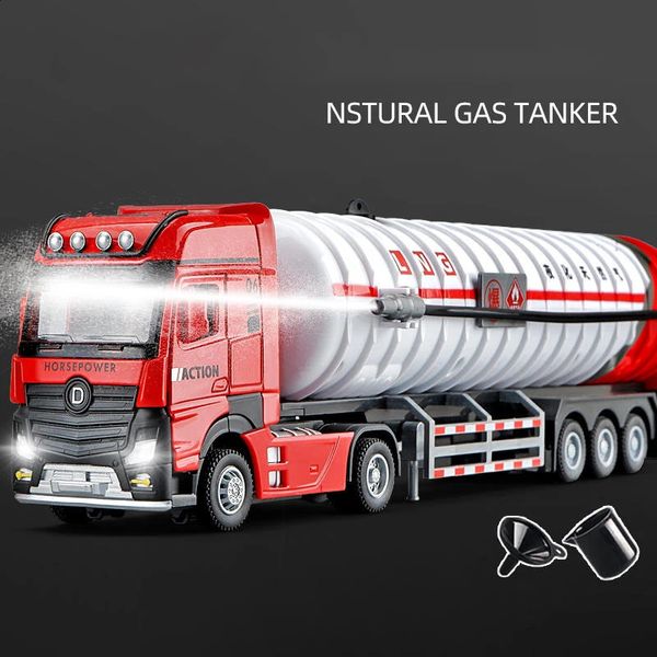 Blocos capazes de pulverizar água tanque de óleo caminhão liga modelo de carro recipiente engenharia veículo transporte crianças brinquedo presente 231118