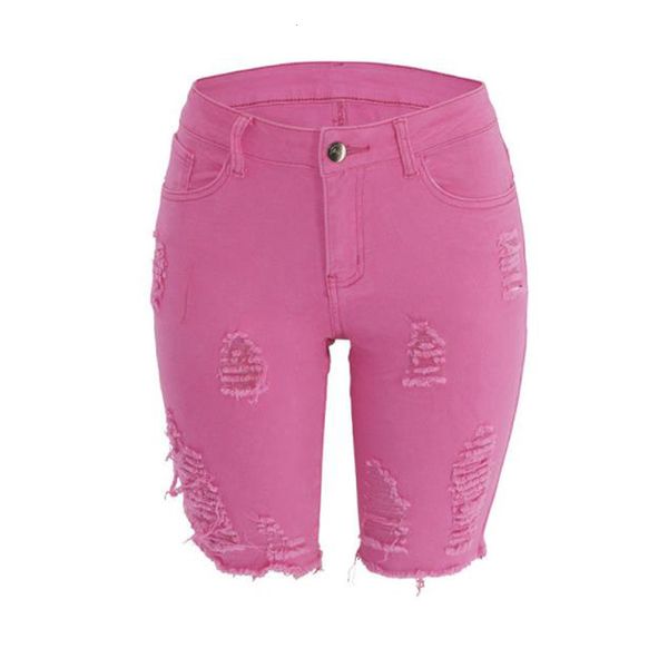 Damen Shorts Sexy Zerrissene Zerrissene Quaste Denim Shorts Damenmode Hohe Taille Lässig Fünf-Punkte Pink Jean Shorts Sommer Bermudas Mujer 230418