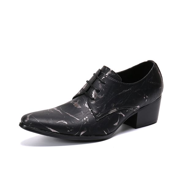 Men Heel High Fashion 4Fe25 Business Kleideranzug Männer Marke Bullock Echtes Leder Schwarz Schnüren Hochzeitsschuhe s s s