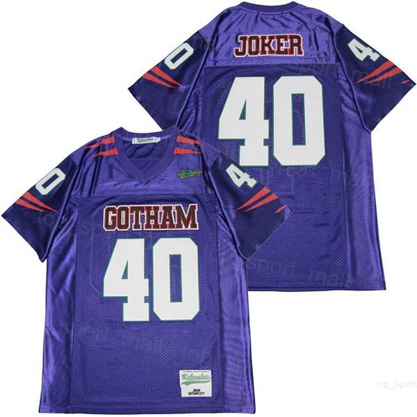 Moive 40 JOKER Maglie da calcio Serie TV Gotham Rogues Gallery Traspirante per gli appassionati di sport Tutto cucito in puro cotone Colore della squadra Viola University High School Pullover