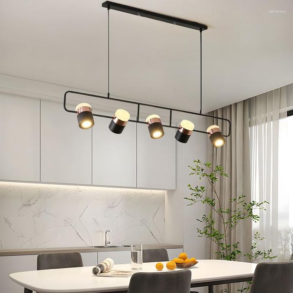 Lampadari Lampada a sospensione a LED per sala da pranzo Tavolo da cucina Bar Camera da letto Lampadario a soffitto Design nero Stile moderno semplice Luce naturale