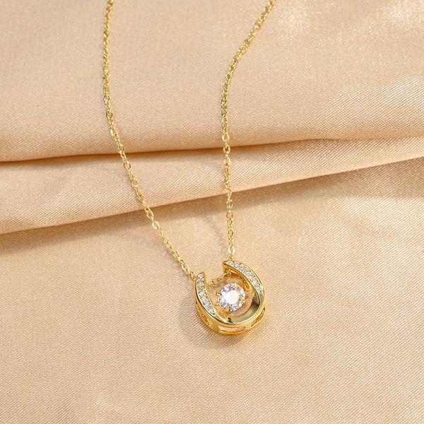 Подвесные ожерелья Южная Корея Классическая высококачественная легкая роскошная прыжков с ожерельем циркона подарки подарки подарки женские ювелирные изделия 2023