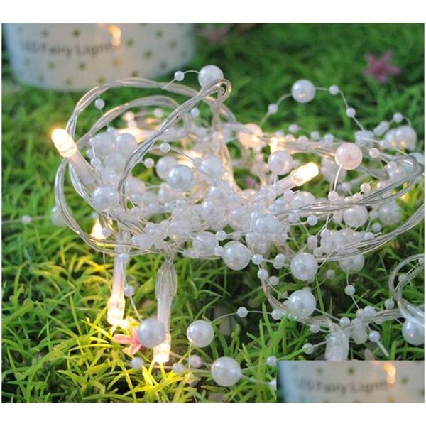 Decoração de festa White Pearl String Festival Lumin LED Snow Lamp 10 Lights Decorative Plastic 11 4YF L2 Drop Dat entre Home G Dhgdk