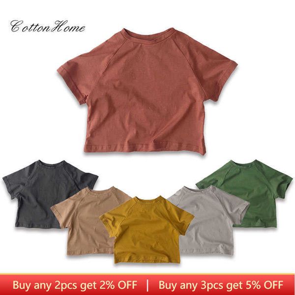 Camisetas de verão infantil camisetas camisetas de cor sólida camisetas para crianças novas meninos de moda e meninas de manga curta 2-7t roupas p230419