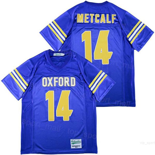 High School Football Oxford 14 DK Metcalf Jerseys Mens Purple Tea Color Moive College Ebroidery e costura respirável para fãs de esporte University Vintage