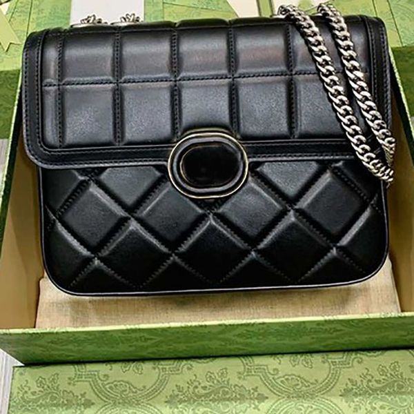 23 Deco mini bolsa de ombro designer preto couro acolchoado dois tons vintage intertravamento g hardware forro de couro nova moda luxo mulheres bolsa crossbody sacos