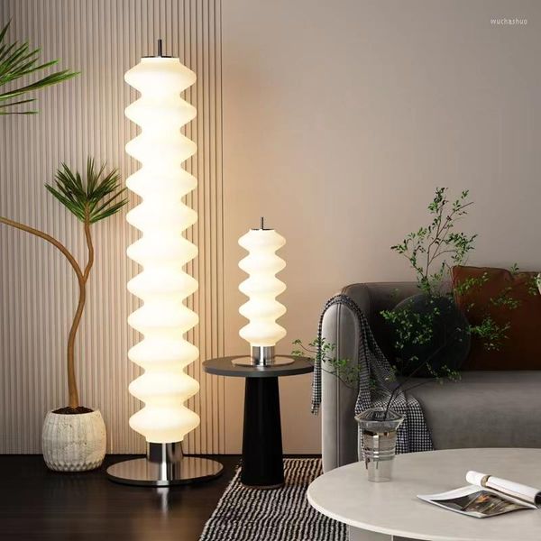 Lâmpadas de mesa modernas luminária de chão LED White Jade Glass Standing Light Living Room Bedroom Study for Reading Lights