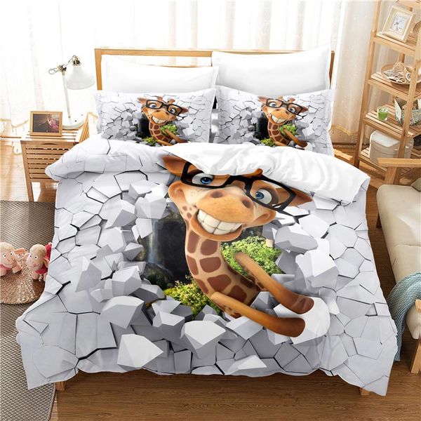 Bedding Sets Cartoon Giraffe Conjunto para quarto de colcha macio de camas de cama Caseira Começa de edredão e travesseiros de capa de edredom confortável