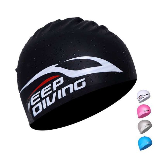 Cuffia da nuoto Donna Cuffia da nuoto impermeabile in silicone Donna Protezione per capelli lunghi Protezione per le orecchie ad alta elasticità Cuffia da nuoto per surf Piscina per immersioni P230418