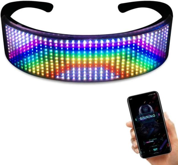 Original Cyberpunk Magic Bluetooth Glowling LED-Brille APP Control Shield Leuchtende Brille USB-Aufladung DIY Quick Flash Led Shining5549096