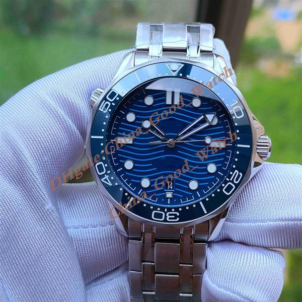 Herrenuhr 3-farbige Keramiklünette Schwarz Blau Weißes Zifferblatt 300M Dive Luminous 42MM Cal 8800 Automatikwerk 007 Sport Stainl2872