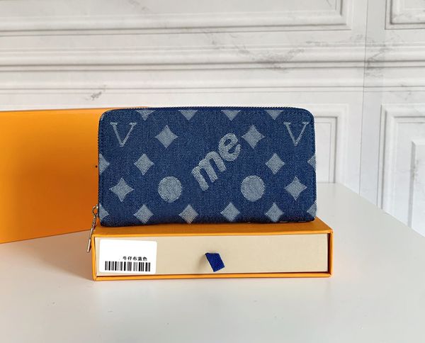 Portefeuilles zippy de concepteur pour hommes sacs à main hip-hop de luxe pour homme lettre de fleur fermeture à glissière porte-cartes longue petite pochette en denim de haute qualité avec boîte d'origine