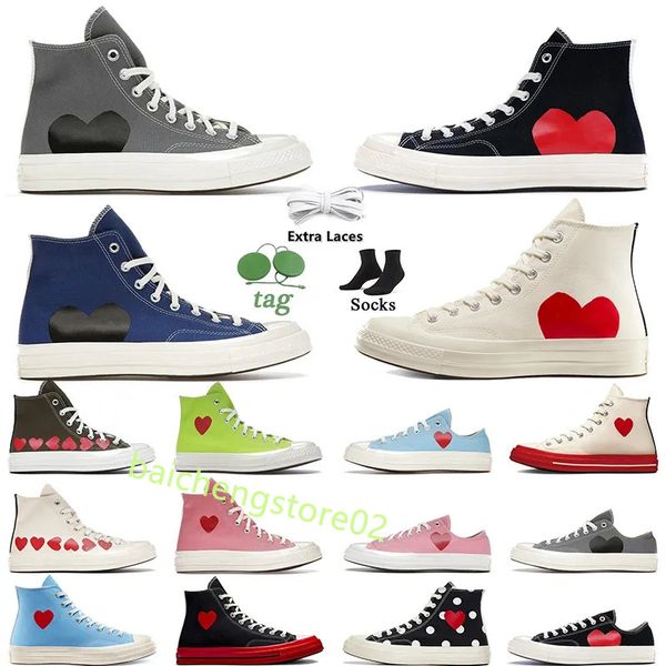 2024 New High Top Vintage Commes Des Garcons X 1970s Canvas Shoes Designer Womens Mens Classic 70 Chucks Taylors Low Multi-Heart Flat Trainers Sports Sneakers B9