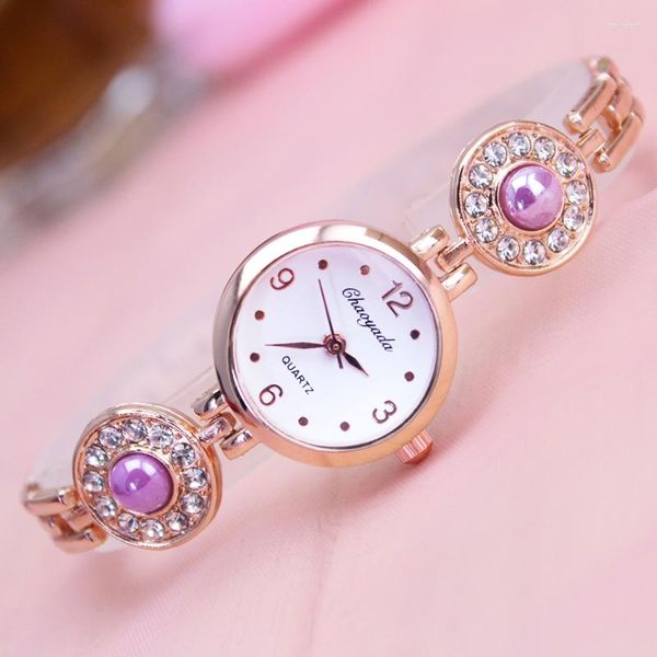 Armbanduhren 2023 Oberleitung Oberleitungsuhr mit Diamant-Perlen-schönes Mädchen-weibliche Uhr Quatrz-Qualitäts-beiläufige Armbanduhr
