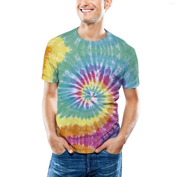 Herren-T-Shirts Herren-Tie-Dye-Digitaldruck 3D-Kurzarmhemd Lady Workout Mens Loose Fit Men Cotton Bulk