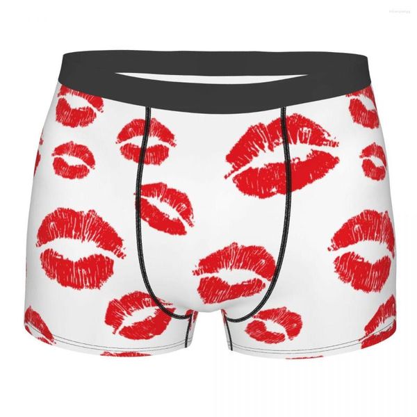Underpants masculino masculino shorts calcinha calcinha de lábios vermelhos batom de roupa íntima macia