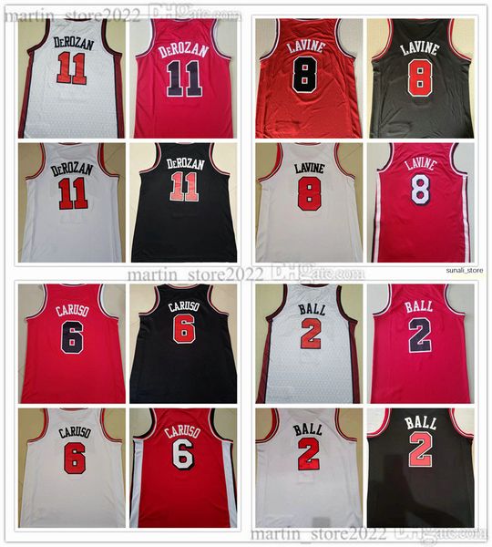 100% cucita 2023 City Basketball Jerseys DeMar DeRozan 11 Zach LaVine 8 Lonzo Ball 2 Alex Caruso 6 Nero Bianco 23 Michael Sports Shirts Ricamo Edizione