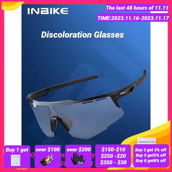 Уличные очки Inbike, солнцезащитные очки для мужчин, солнцезащитные очки с обесцвечиванием, дневные и ночные велосипедные очки, быстрое обесцвечивание 231118