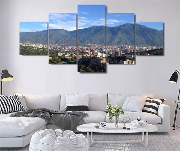 5 pezzi su tela Avila Caracas Montagna Stampa su tela Pittura Wall Art Poster Decorazione domestica moderna Soggiorno Immagini 2103107580125