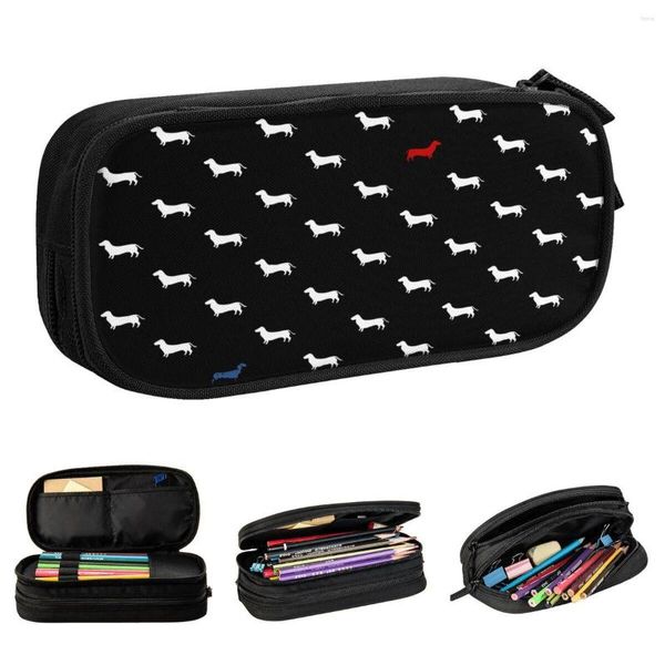 Kosmetiktaschen Dackel Federmäppchen Wiener Sausage Doxie Dog Lover Pouch Pen Box Große Aufbewahrungstasche Schulbedarf Geschenke Schreibwaren