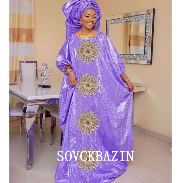 Ethnische Kleidung Afrikanische Bazin Riche Lange Kleider Für Ankara Frauen Tägliche Kleidung Dashiki Robe Hochzeitsfeier Hochwertige Beckenkleider Mit Schal 230419
