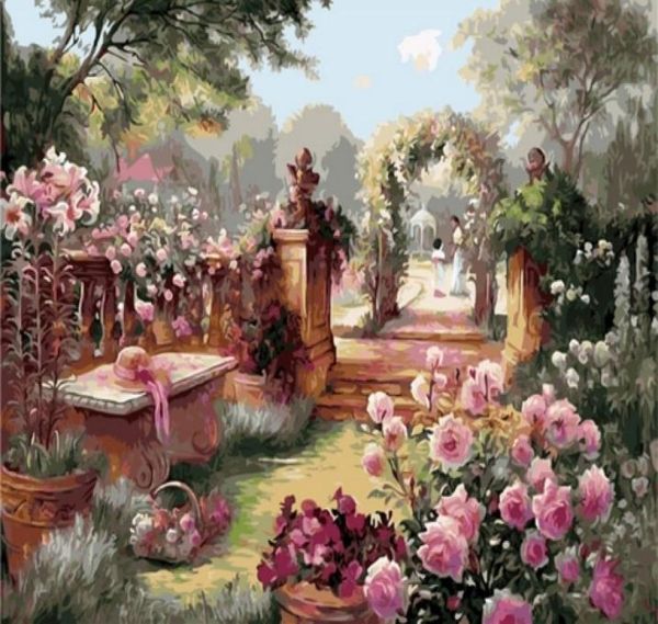 Arte de paisagem pintada à mão pura pintura a óleo o jardim real em tela de alta qualidade decoração de parede para casa vários tamanhos3652153