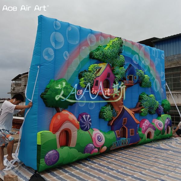 5mLx3mWx1mD Muro di fondo dritto gonfiabile per la serie di temi della libreria del paradiso dei bambini Sfondo di performance sul palco