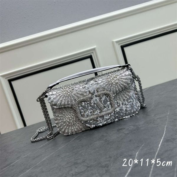 Bags Net Red Flower Original Pattern Bead Embroidery Small Bag Summer Straddle Chain Square Dinner