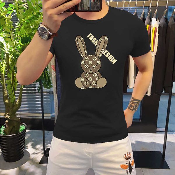 T-shirt da uomo 2023 Summer Luxury Rabbit Cotton T-shirt da uomo manica corta da uomo manica corta T-shirt stampata Top Tshirt Cloing Spedizione gratuita