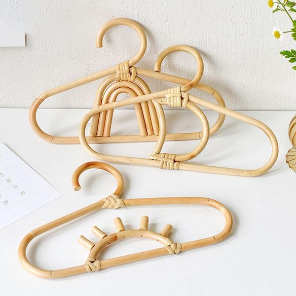 Kleiderbügel Racks Rattan Kinderkleidung Organizer Rack Hut Haken zum Aufhängen Wandhaken Raumdekoration Kinder 230419