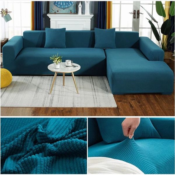 Stuhlhussen elastischer Polarfleece L-Form Sofa Jacquard Couchbezug für Wohnzimmer Chaiselongue Stretch Sessel Schonbezug HYP