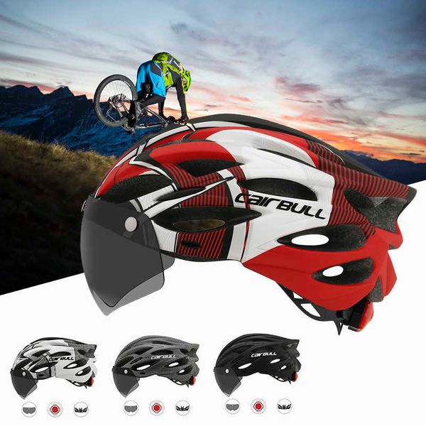 Fahrradhelme Fahrradhelm mit Brille Rücklicht Intergral geformter Fahrradhelm Mountain Road Bike Helm Sport Safe Hat For Man P230419