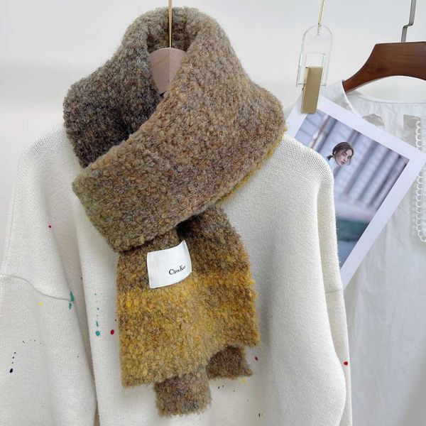 Inverno novo gradiente de malha casal cachecol feminino versátil lã quente pequeno pescoço cachecol masculino 231015