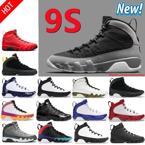 Neue Ankunft 9 9S Jumpman Männer Frauen Basketballschuhe Bred University Blue Gym Chile Rot UNC Cool Grey Racer Blue Statue Anthrazit Sport Sneakers Trainer