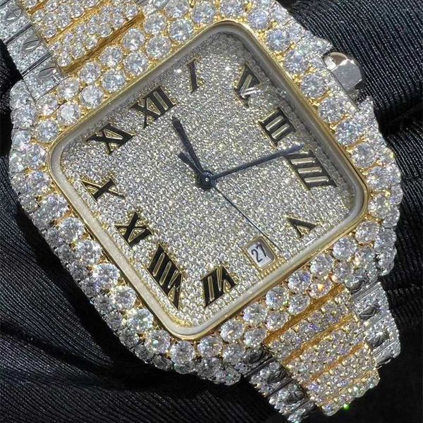 2023 Nova Versão Moissanite Cartis Pedras Relógios Ouro Prata Passar Teste Mens Diamantes Top Quality Mecânico Automático Eta Movimento Luxo Completo Iced Out