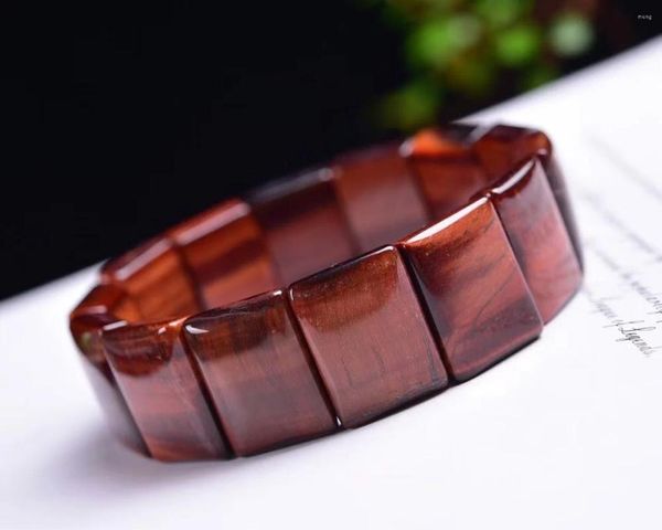 Braccialetti a maglie Commercio all'ingrosso 1 pz Bracciale con pietra preziosa rossa naturale occhio di tigre 15x20mm Gioielli semipreziosi autentici 18 cm