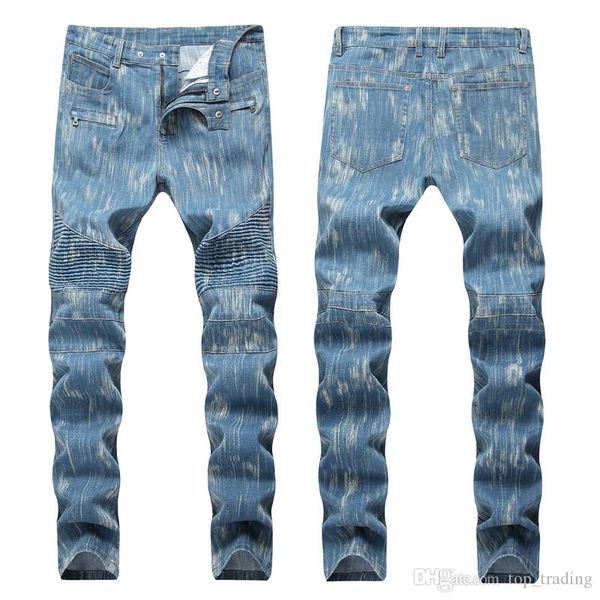 Новые мужские джинсы расстроенные разорванные джинсовые джинсы Musto Moto Biker Mens Mens Denim Pats