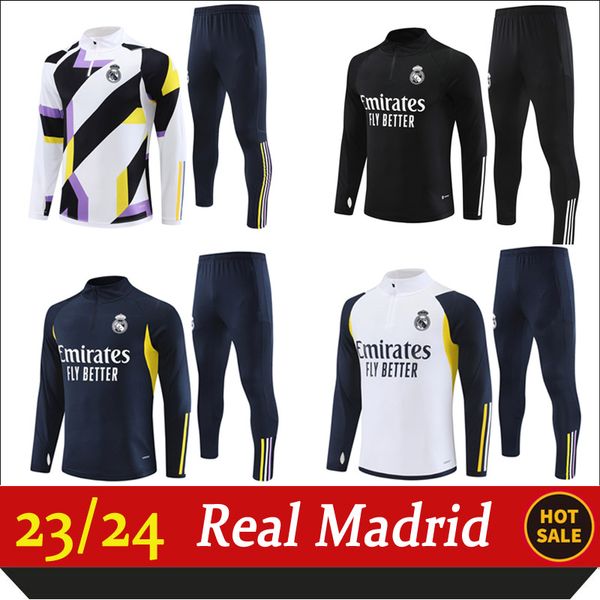 23/24 Erkeklerin Trailsuit Eğitimi Uzun kollular Vini Jr Bellingham 2023 2024 Gerçek Madrides Erkekler Futbol Spor Giyim Chandal Futbol Survetement